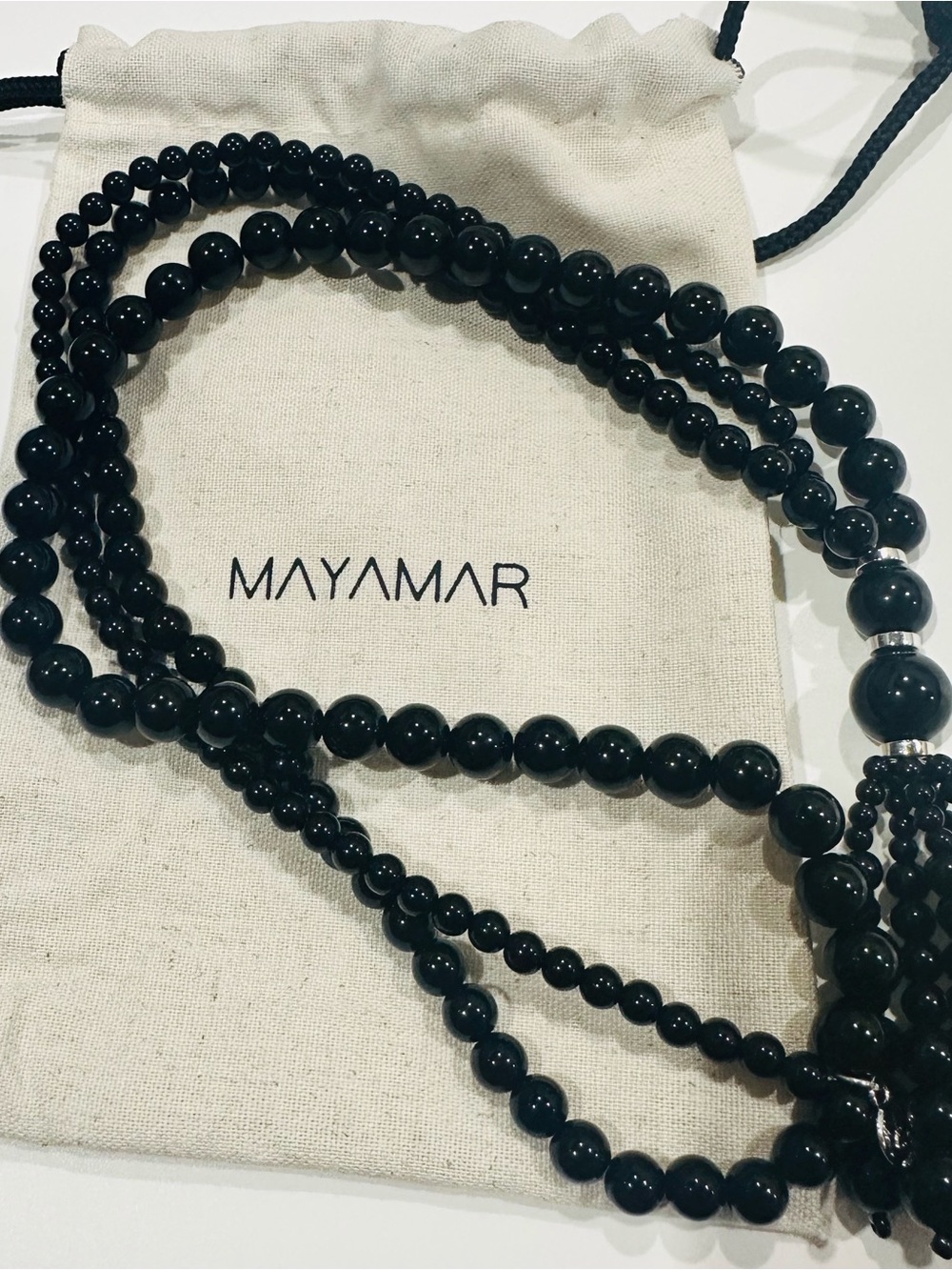 MAYAMAR Black Beaded Layered Necklace